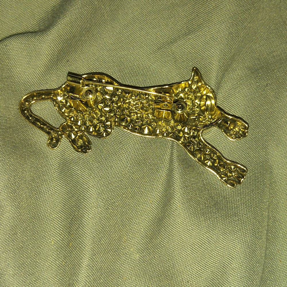 Blue Crystal Cat Brooch - Sparkling Blue Rhinestone Pin - Picture 3 of 4